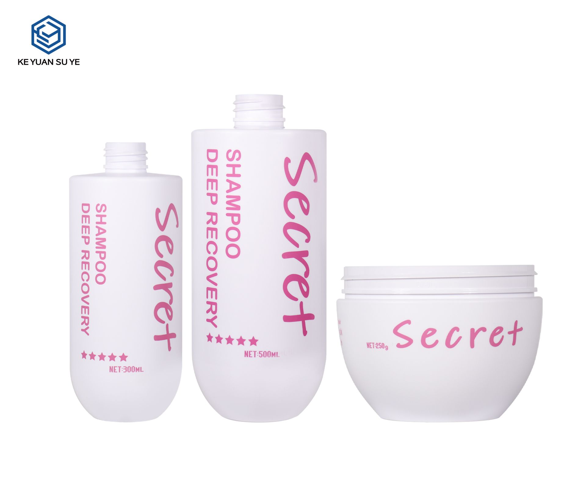 KY301 Custom PET Hair Care Packaging Set For Shampoo Hair Mask 300ml 500ml 150g