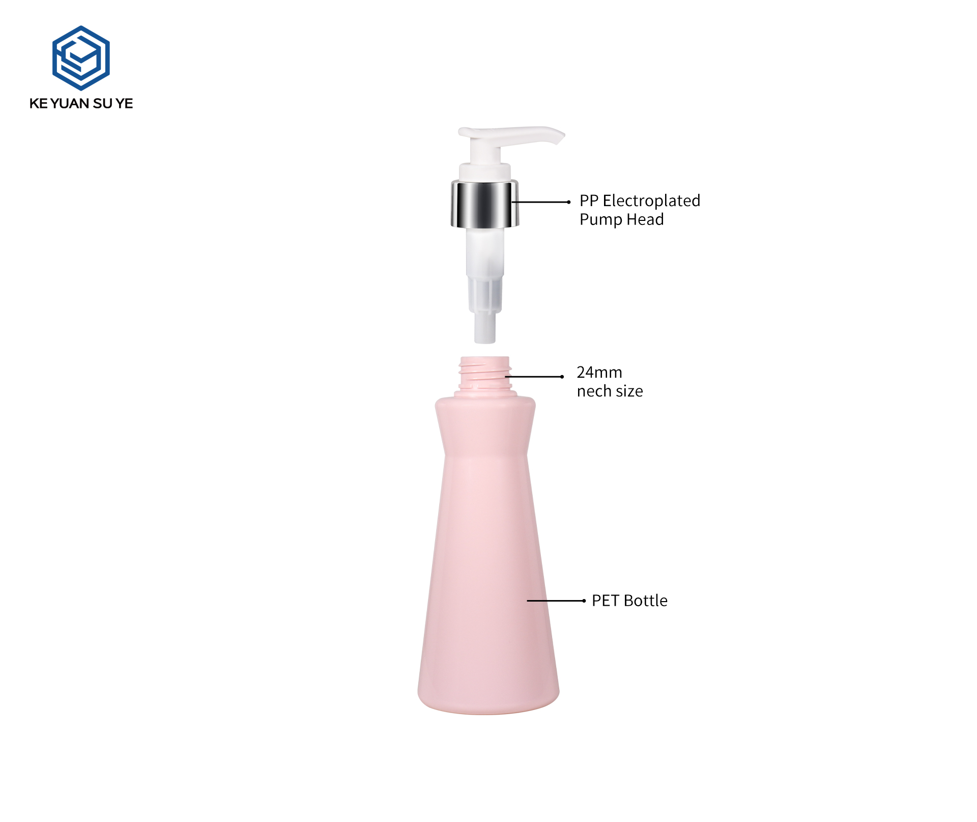 KY303 Custom Special Curved PET Pump Bottle For Shampoo Body Wash Personal Care