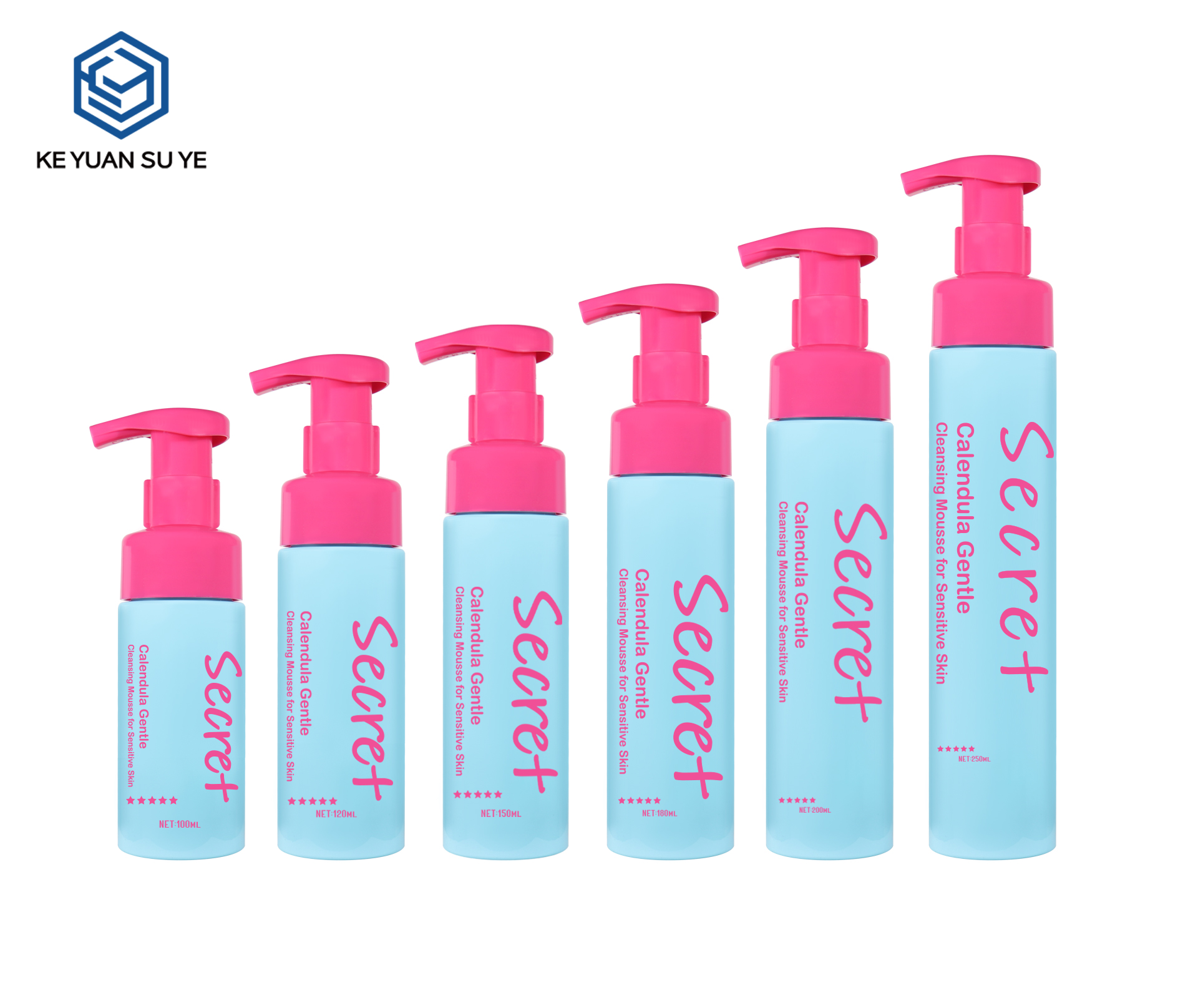 KY304 Custom Food-Grade PET Foam Pump Bottle Set For Facial Cleansing Mousse Multiple Sizes