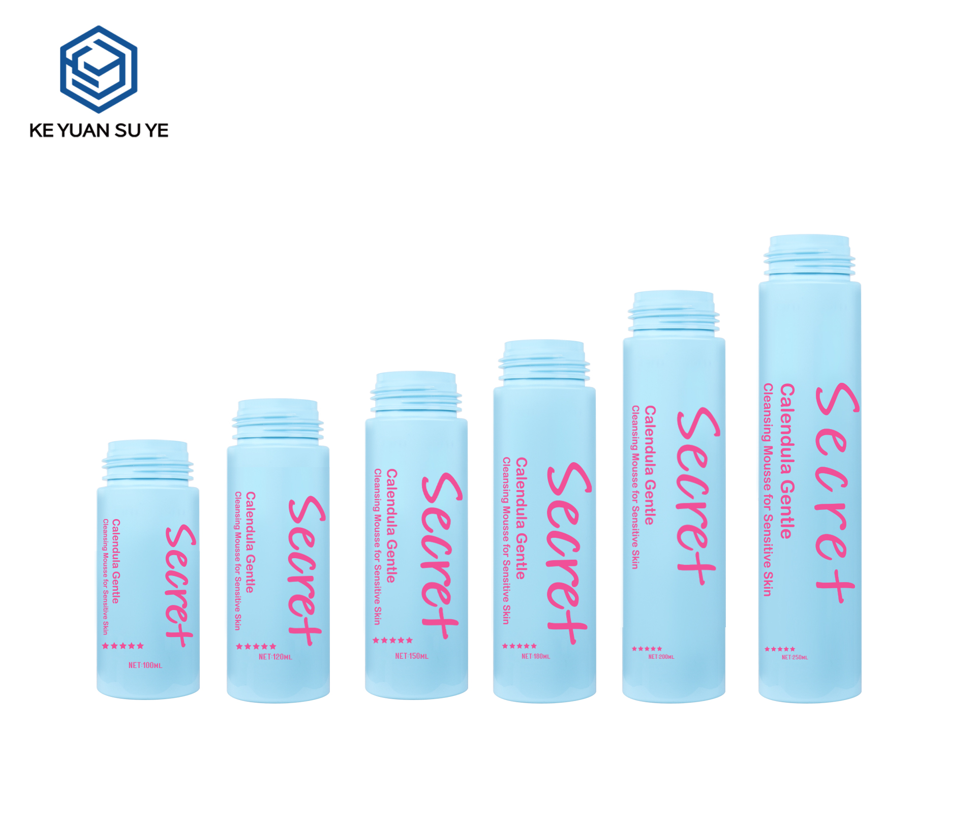 KY304 Custom Food-Grade PET Foam Pump Bottle Set For Facial Cleansing Mousse Multiple Sizes
