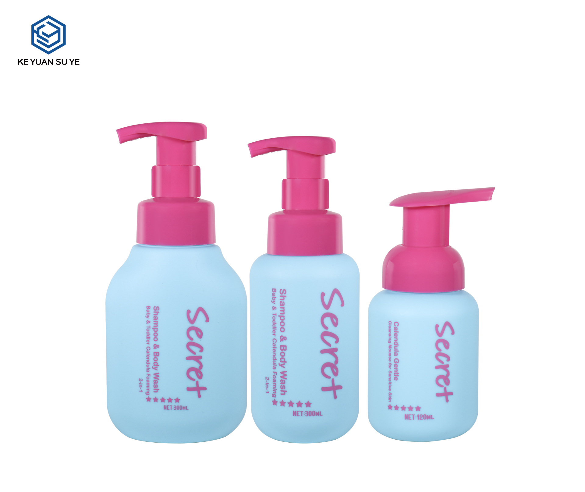 KY304 Custom PE Foaming Pump Bottle Set For Baby Shampoo Body Wash Cleansing Mousse