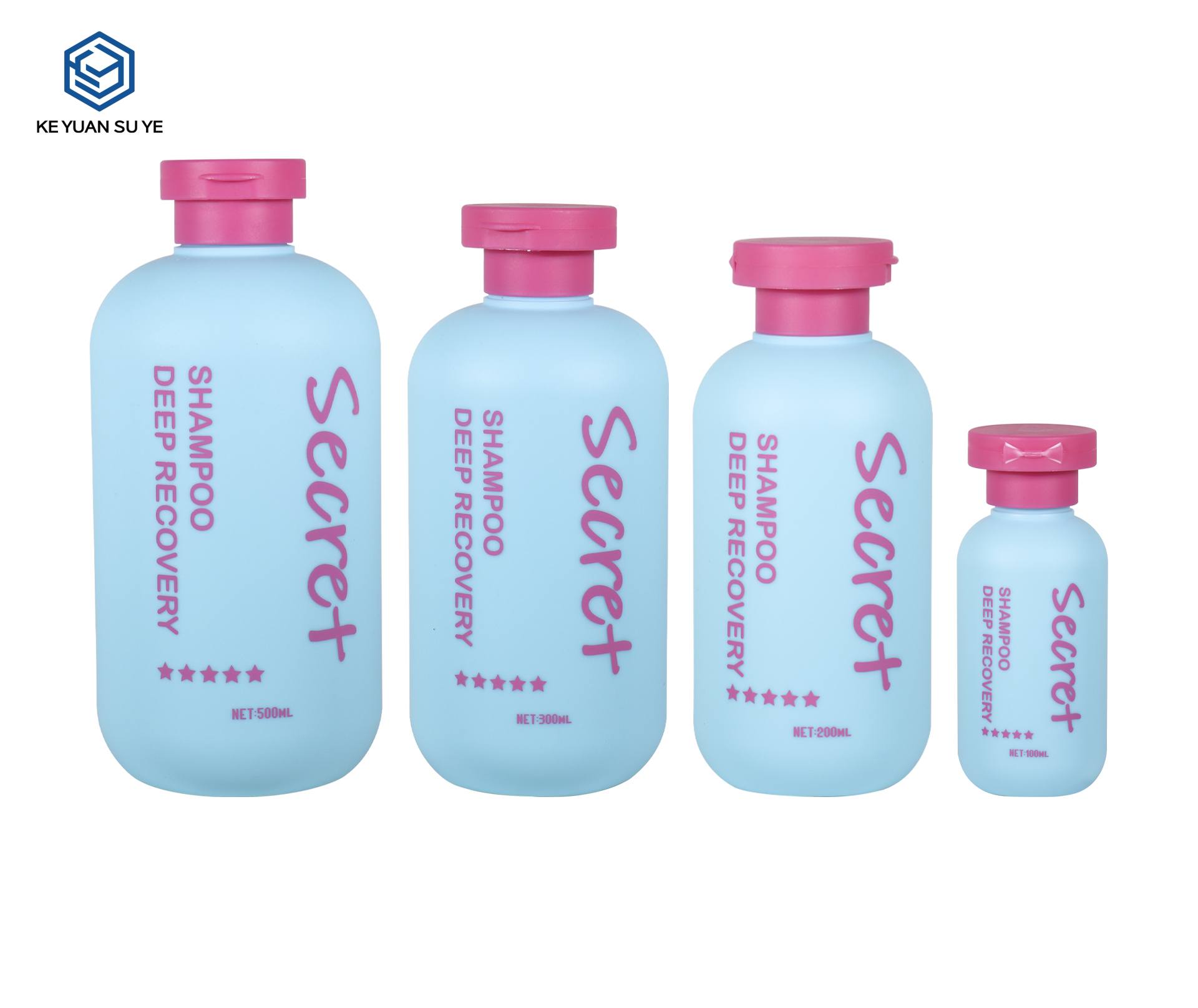 KY304 Custom PE Flip Cap Shampoo Bottle Set For Hair Care Travel & Family Use