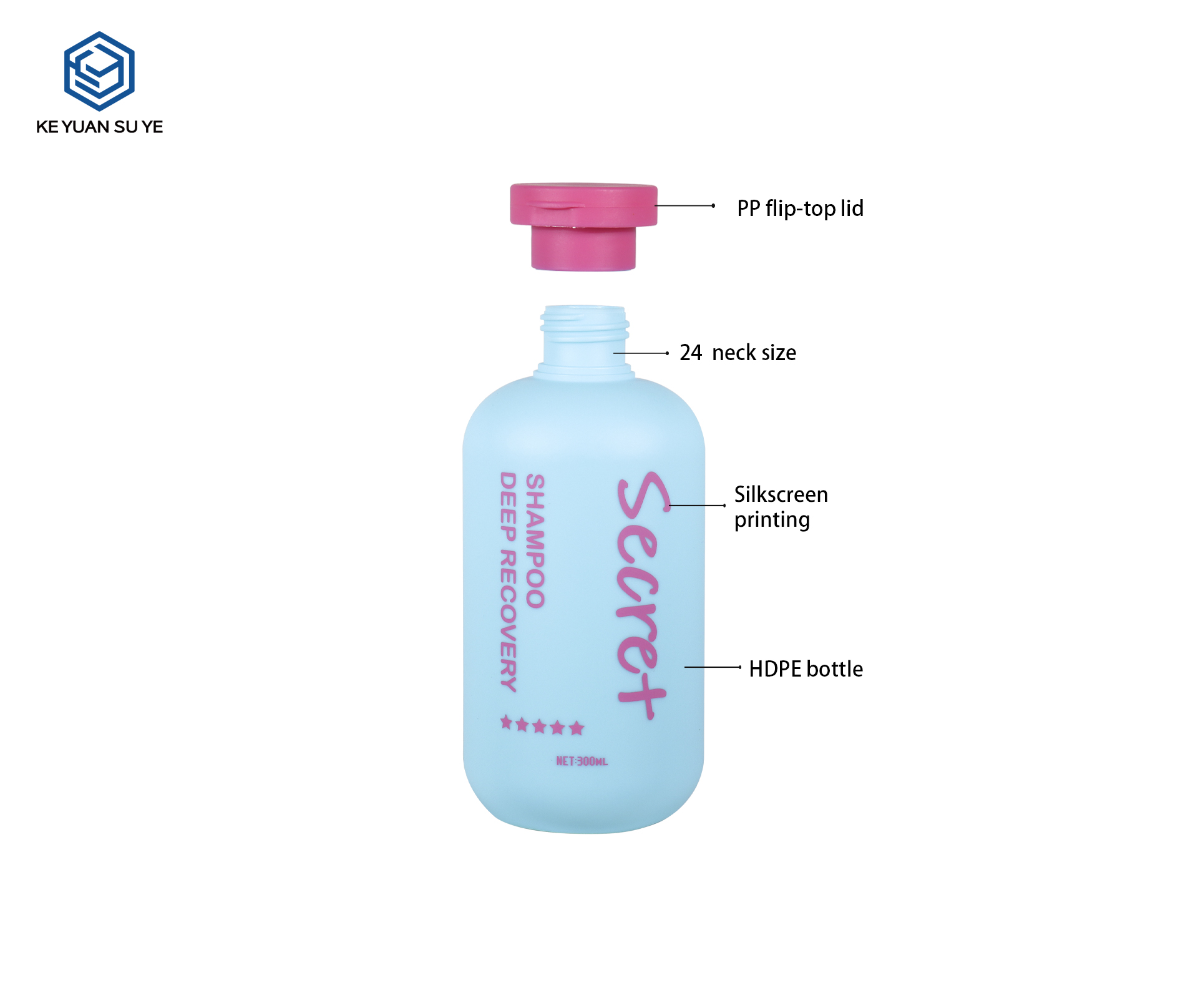 KY304 Custom PE Flip Cap Shampoo Bottle Set For Hair Care Travel & Family Use