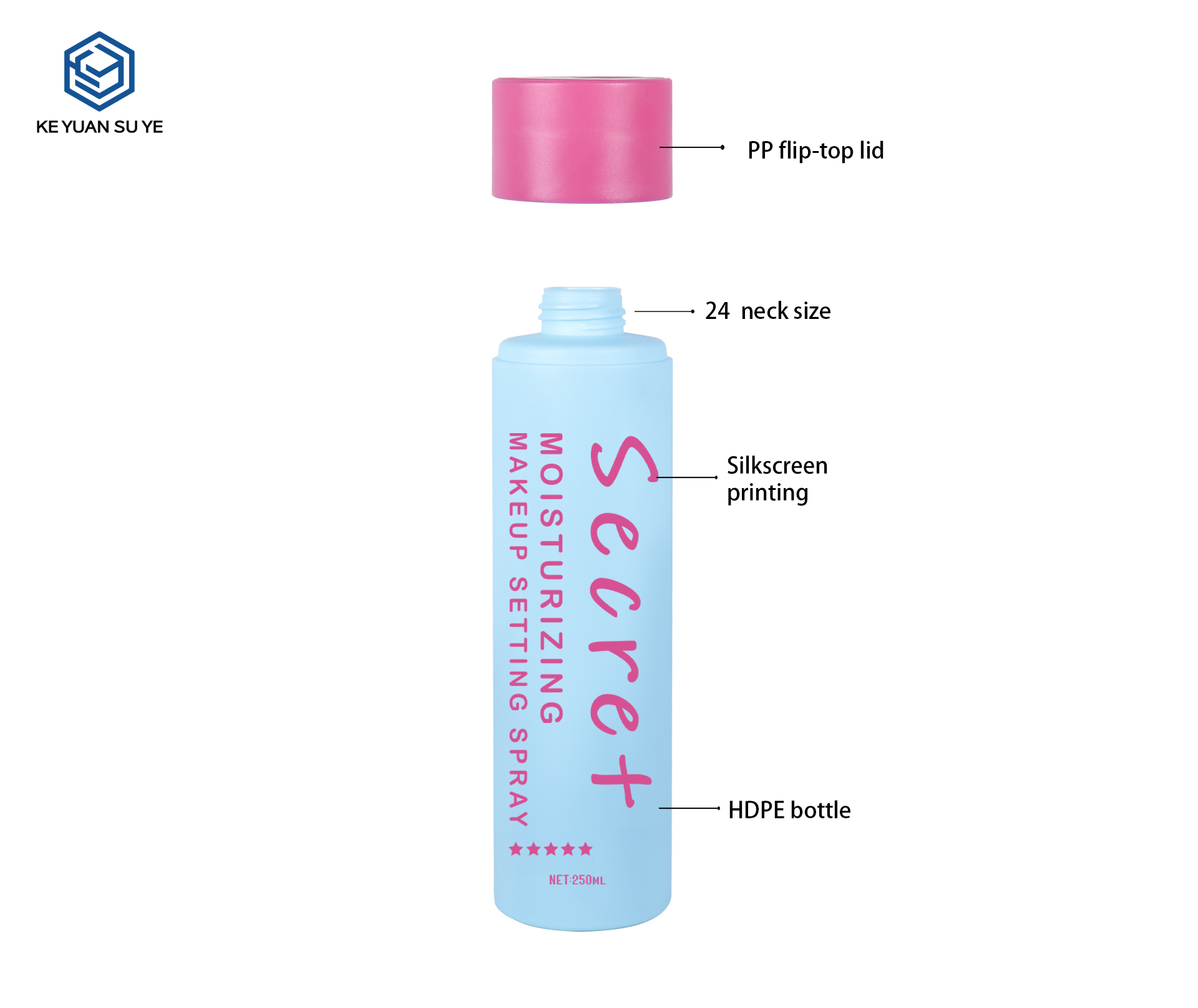 KY304 Custom Matte PE Cylindrical Bottle Set For Shampoo Conditioner 250ml 300ml
