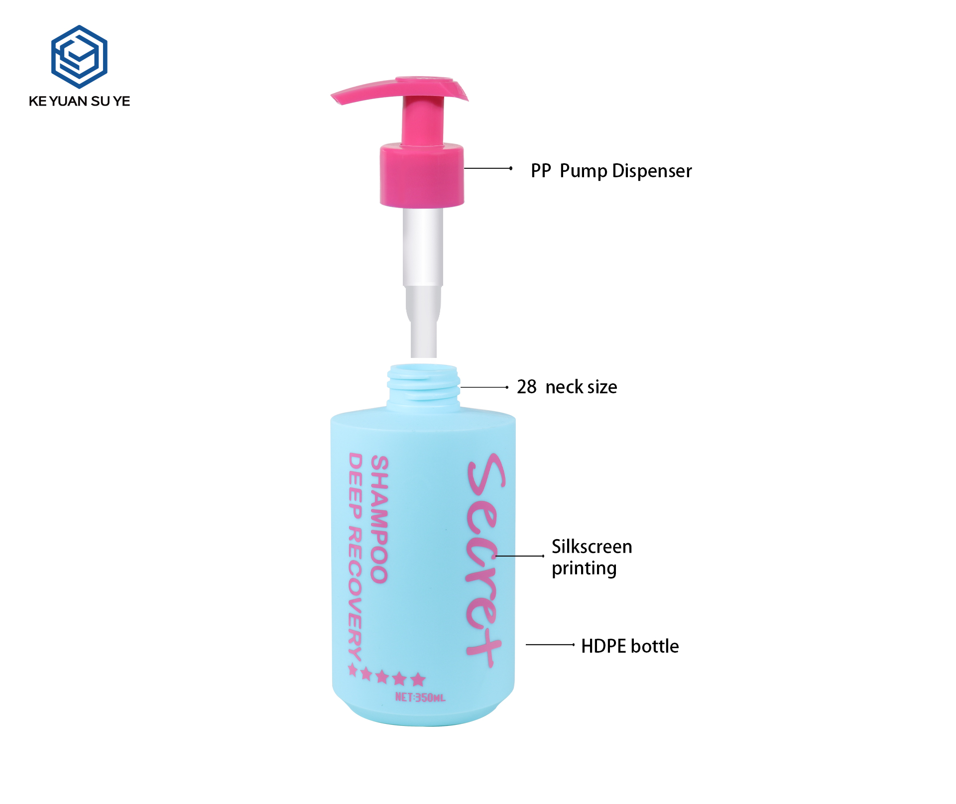 KY304 Custom Matte PE Press Pump Bottles 350ml 440ml For Salon Shampoo & Hair Conditioner