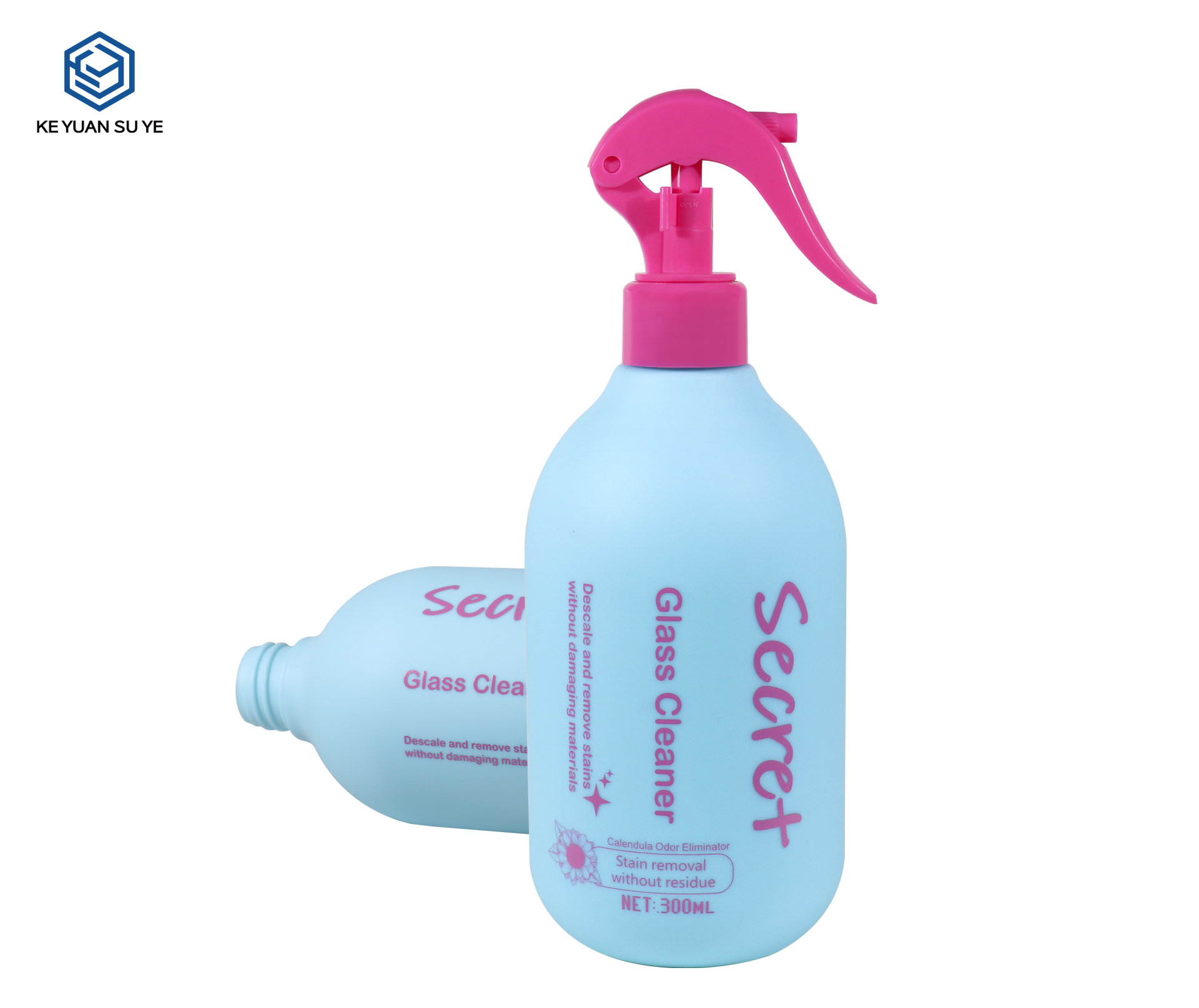 KY304 Custom Rounded PE Trigger Spray Bottle Set 300ml 500ml For Household Pet Beauty Spray