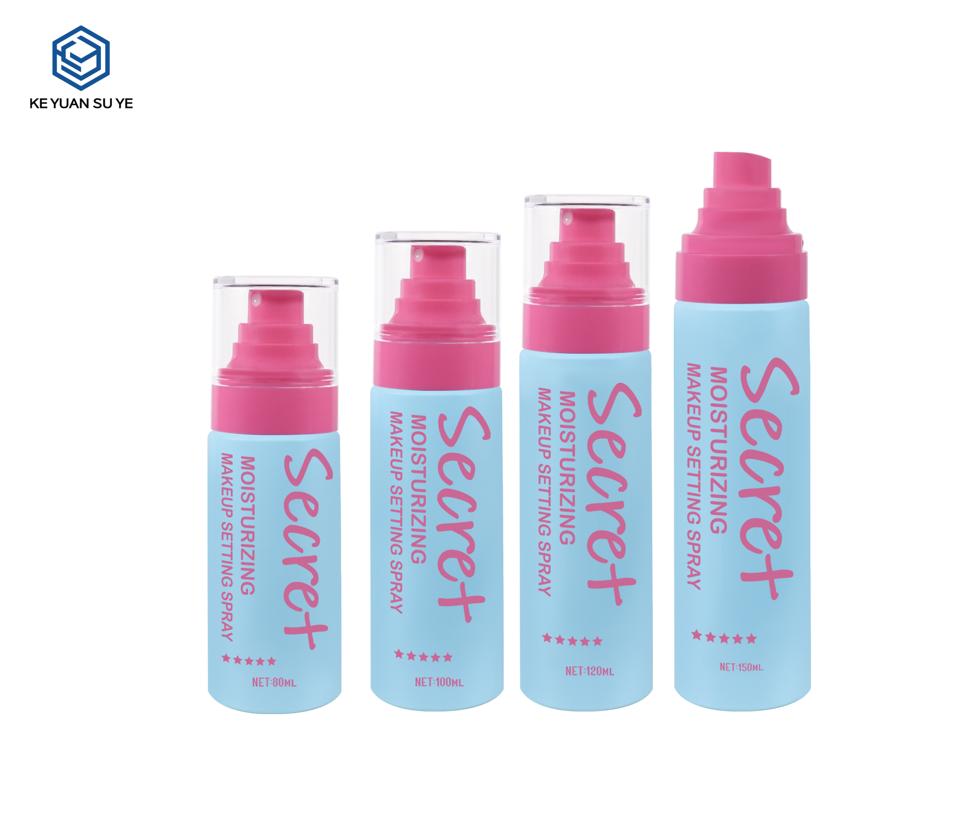 KY304 Custom Matte PET Fine Mist Spray Bottle Set 80ml 100ml 120ml 150ml For Makeup Setting Spray