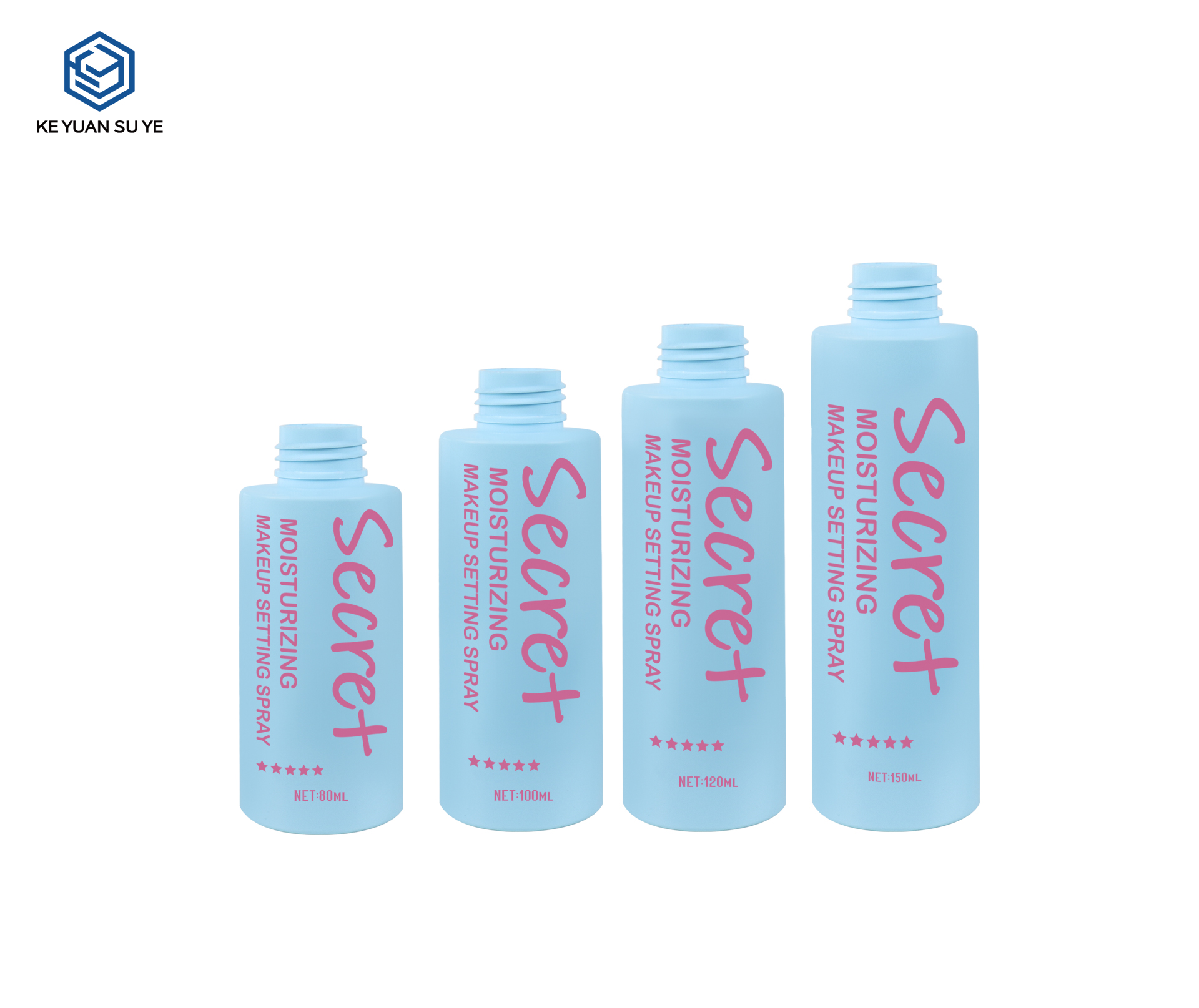 KY304 Custom Matte PET Fine Mist Spray Bottle Set 80ml 100ml 120ml 150ml For Makeup Setting Spray