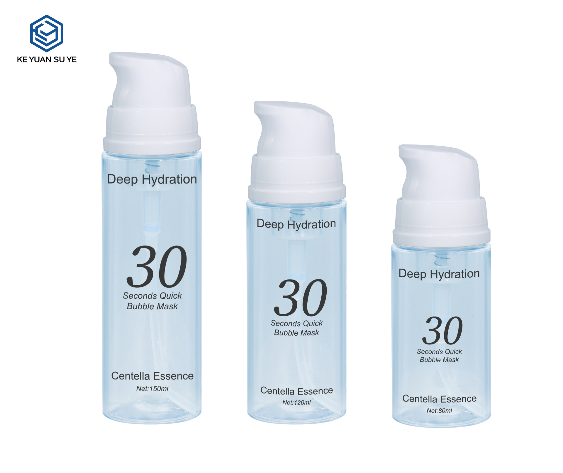 KY305 Custom Transparent High-Clarity PET Foam Pump Bottle Set 80ml 120ml 150ml For Bubble Mask Essence