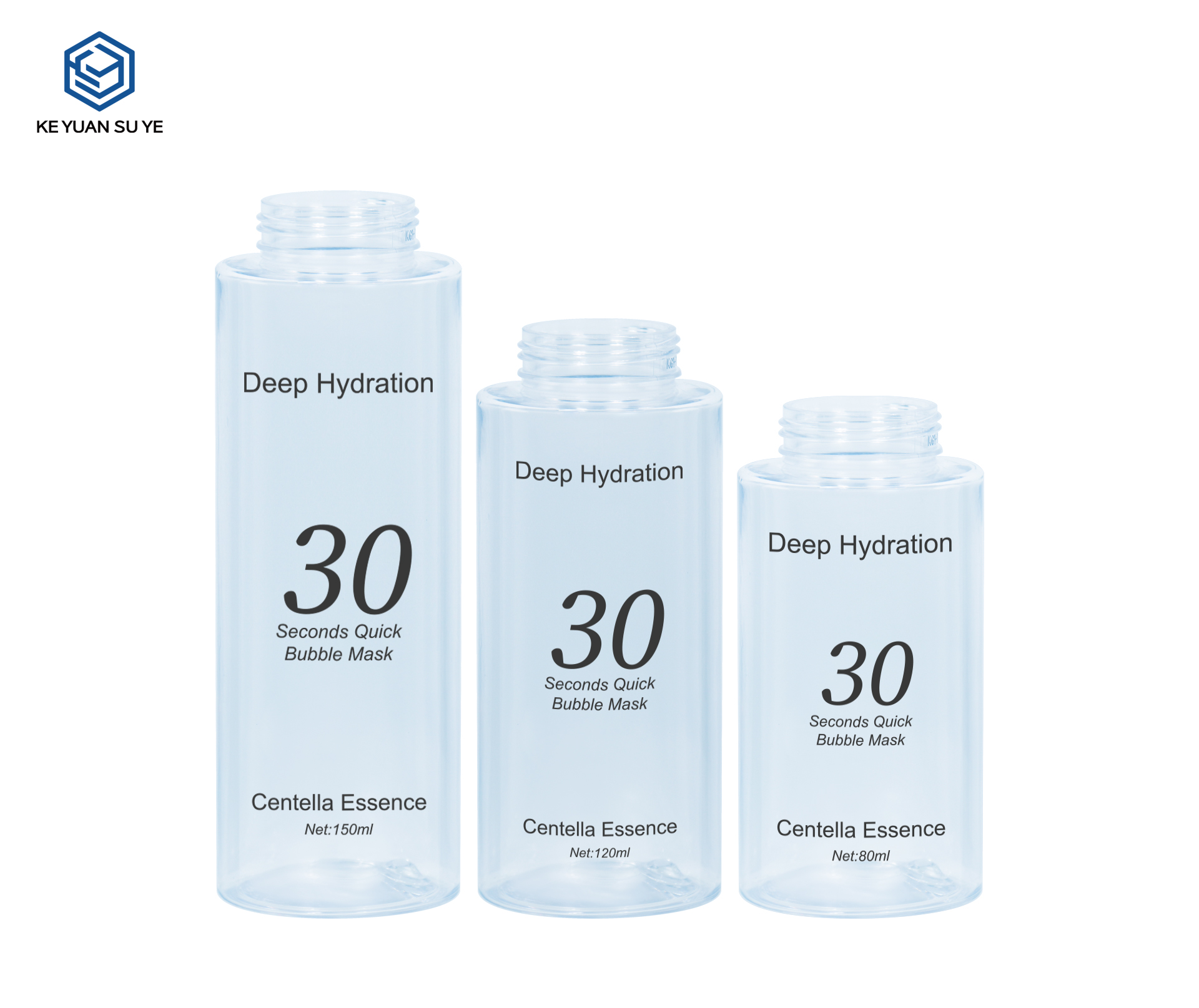 KY305 Custom Transparent High-Clarity PET Foam Pump Bottle Set 80ml 120ml 150ml For Bubble Mask Essence