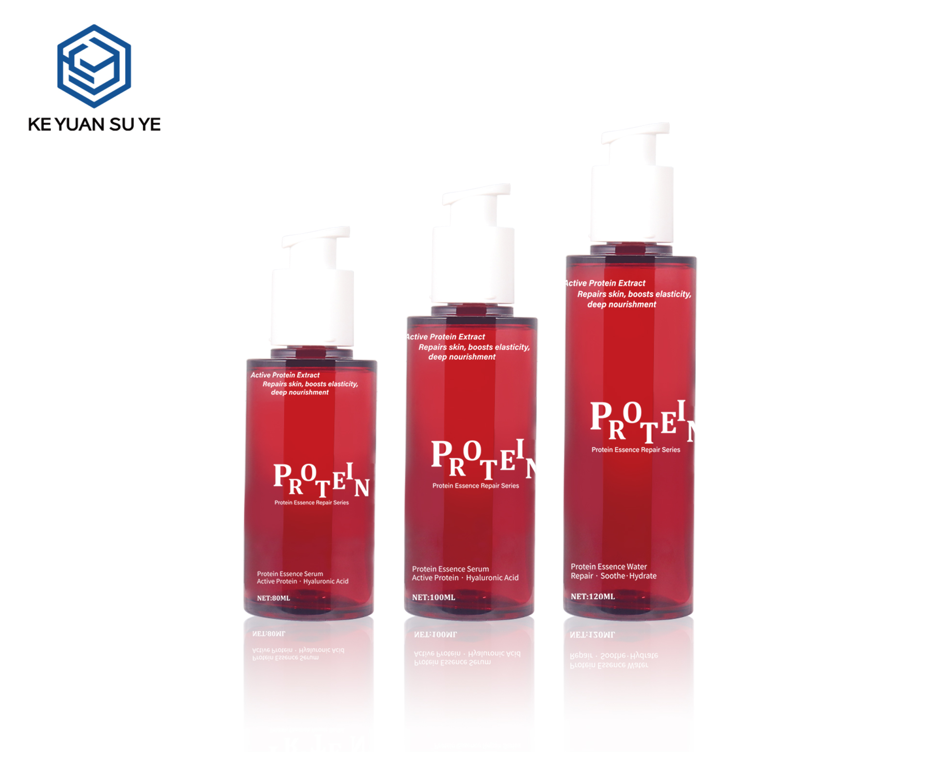 KY306#610,613,614,615 Custom Red Transparent PET Full Skincare Packaging Set For Serum Cream Multiple Capacities