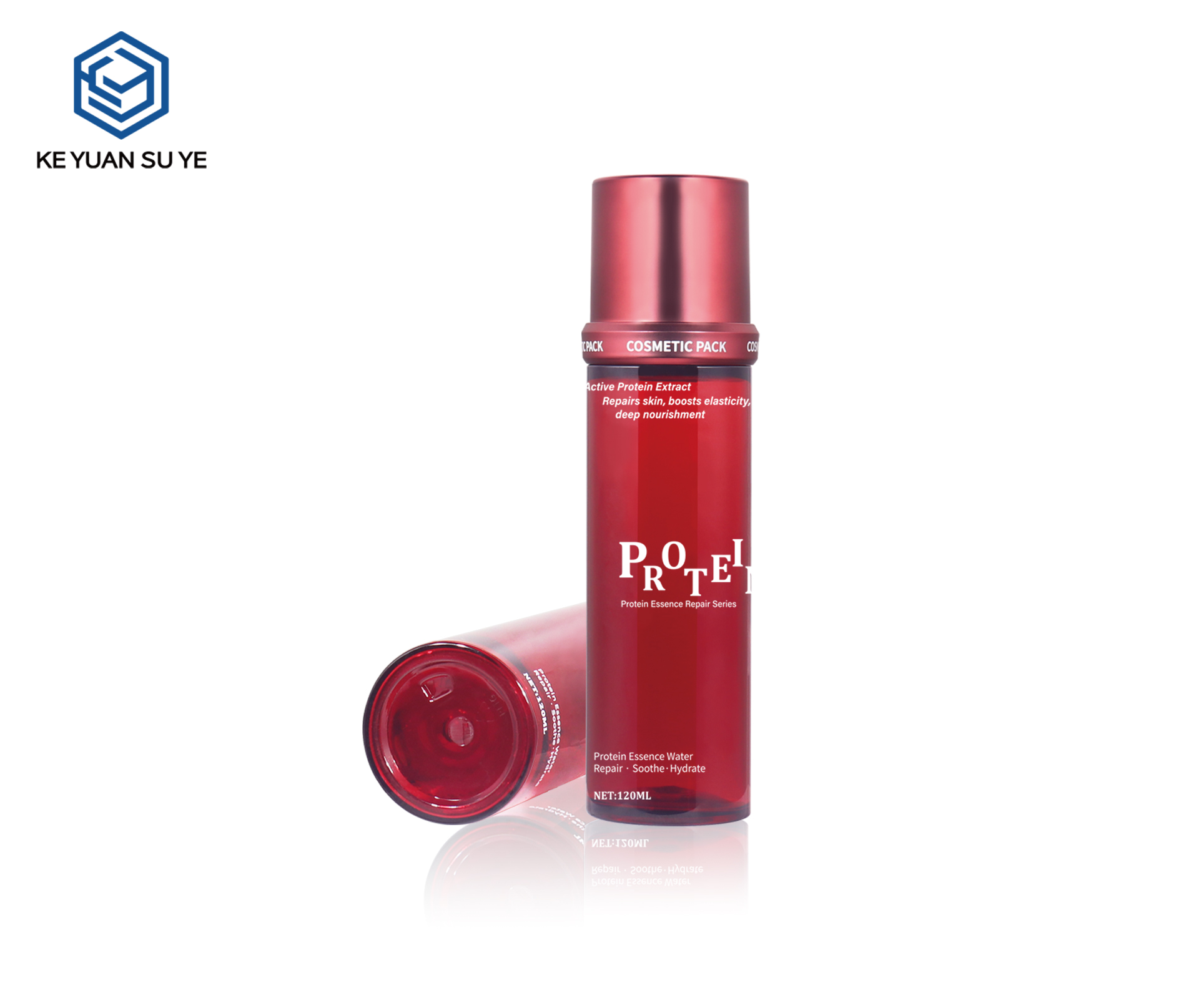 KY306#610,613,614,615 Custom Red Transparent PET Full Skincare Packaging Set For Serum Cream Multiple Capacities