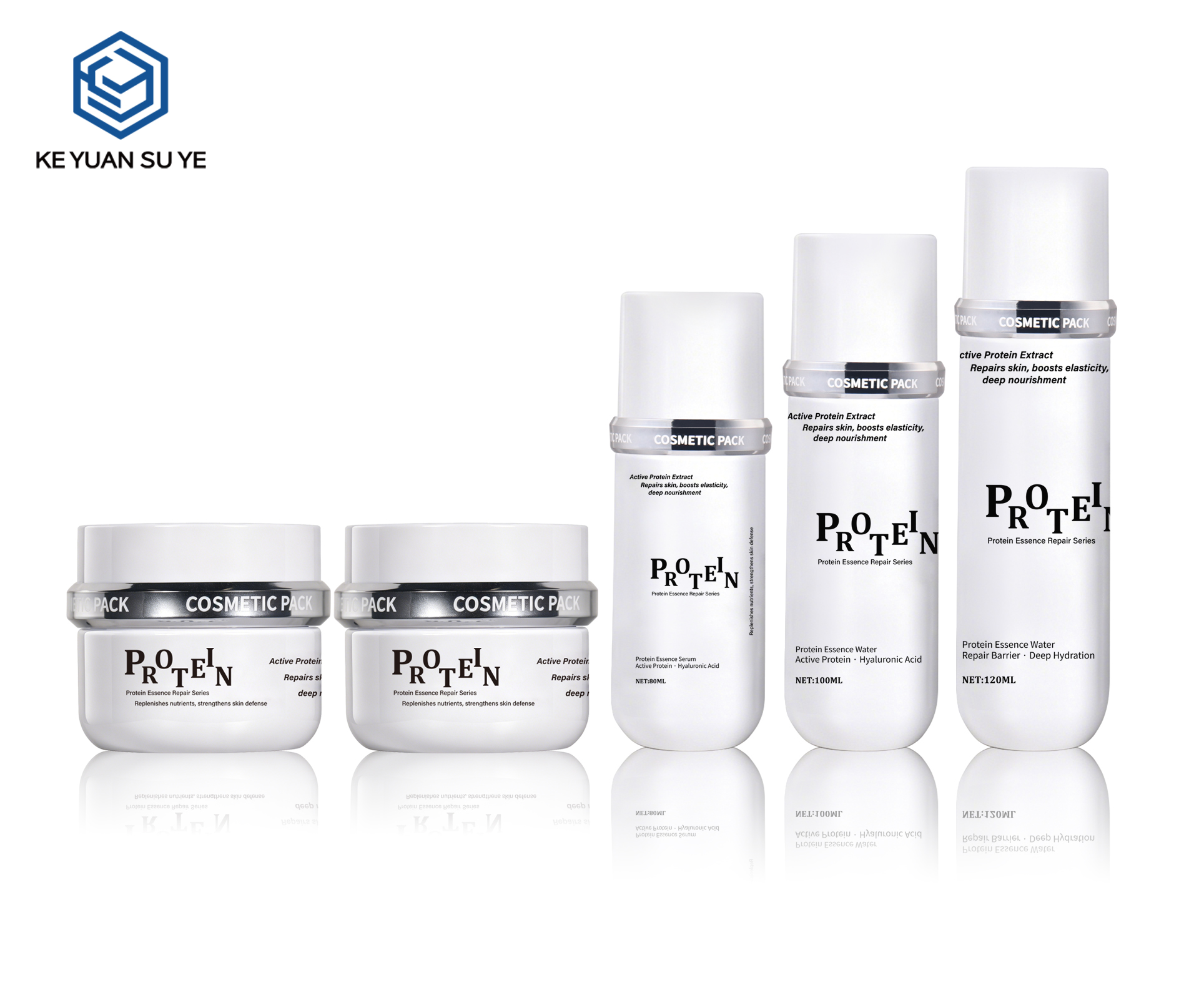 KY306 Custom Matte Transparent PET Full Repair Skincare Set For Face Cream Serum Multiple Sizes