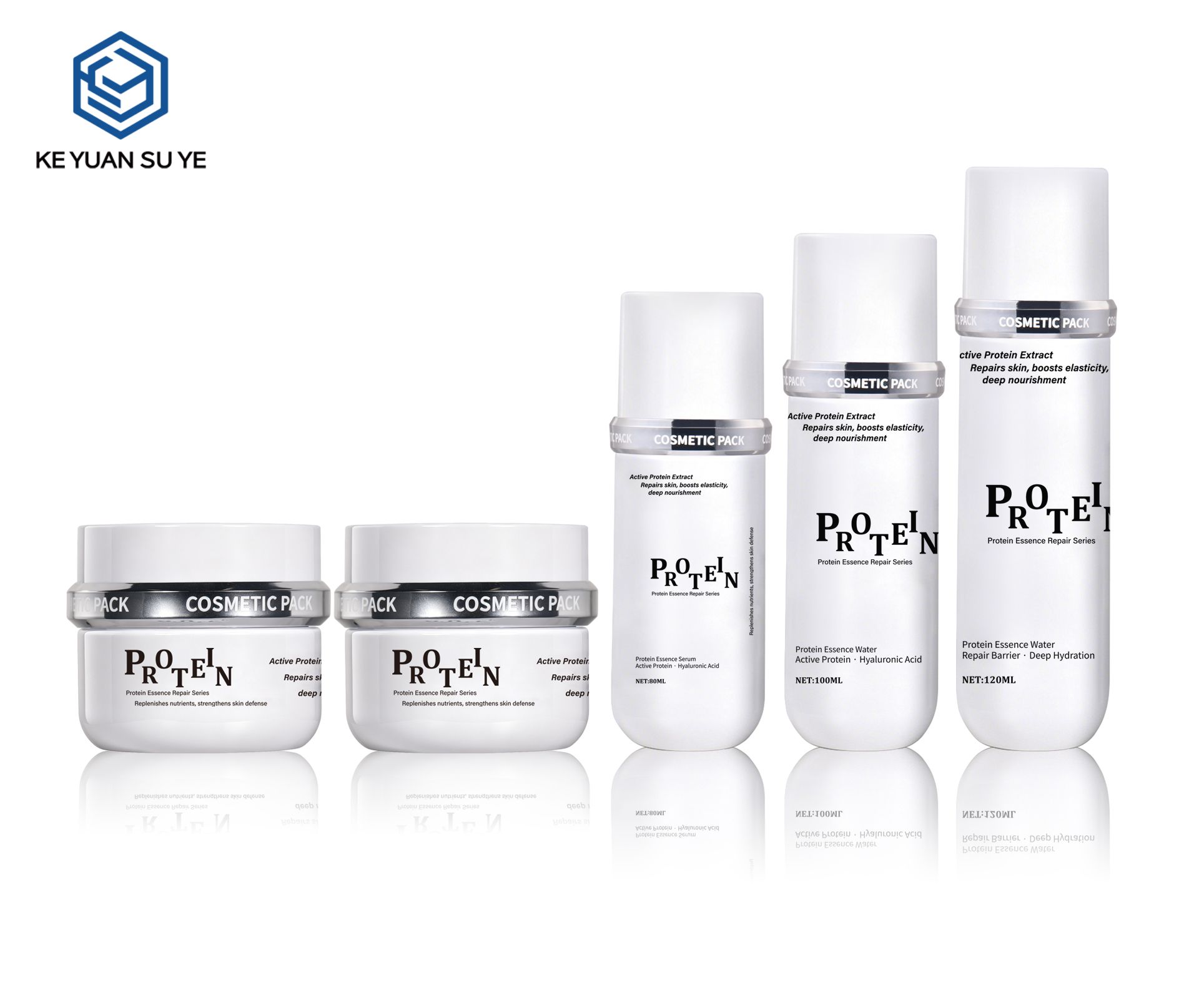 KY306 Custom Matte Transparent PET Full Repair Skincare Set For Face Cream Serum Multiple Sizes