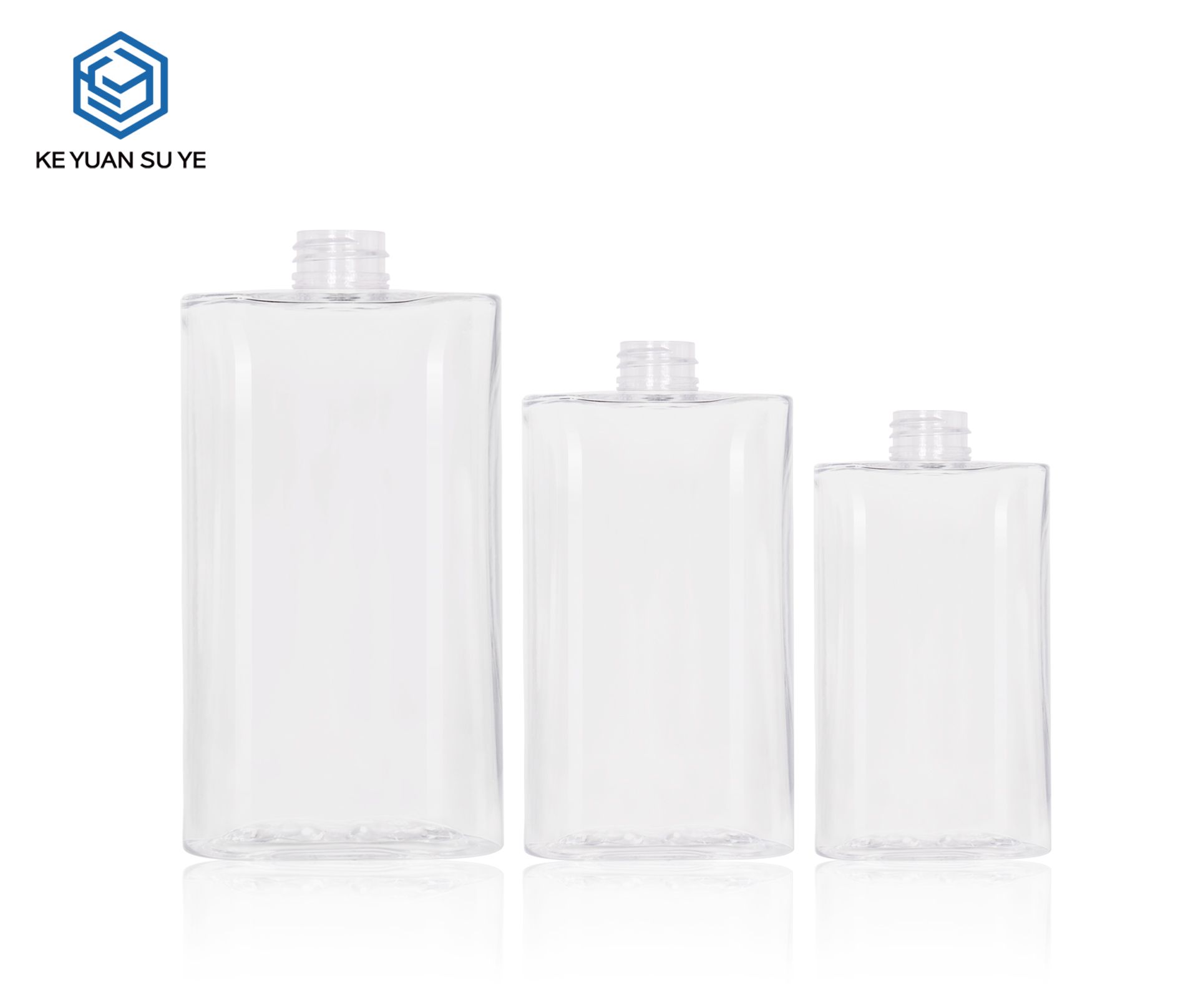 KY308 Clear Square PET Press Pump Bottle Set For Shampoo Body Wash