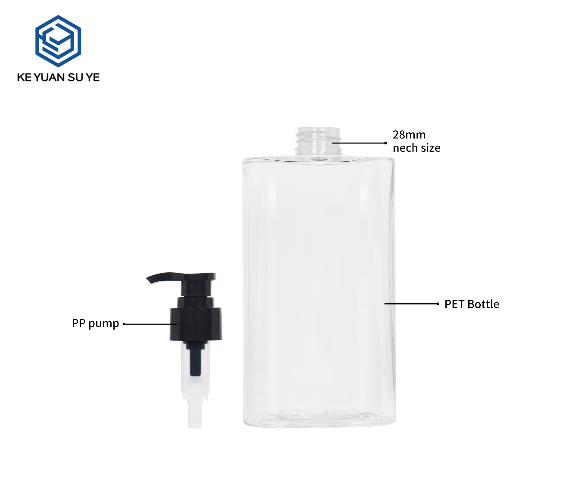KY308#735,736,737 Clear Square PET Press Pump Bottle Set For Shampoo Body Wash